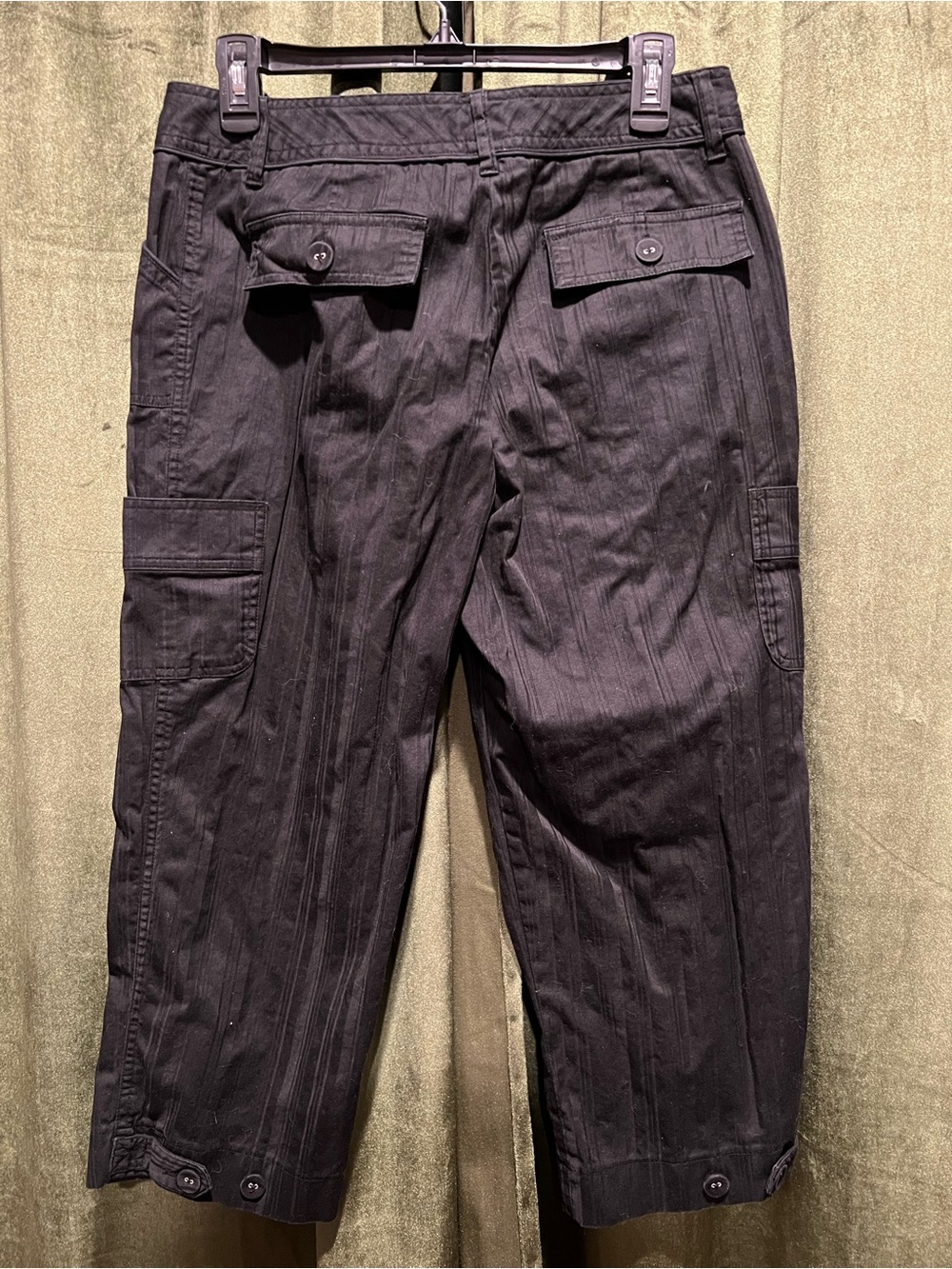 Willi Smith Black Pinstripe Cargo Trousers - Picture 2 of 3